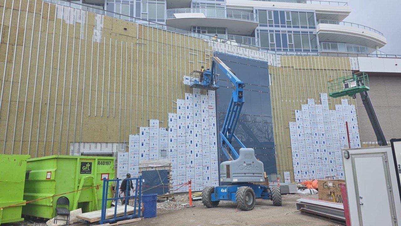 AQUA 2 boom-lift panel installation in progress